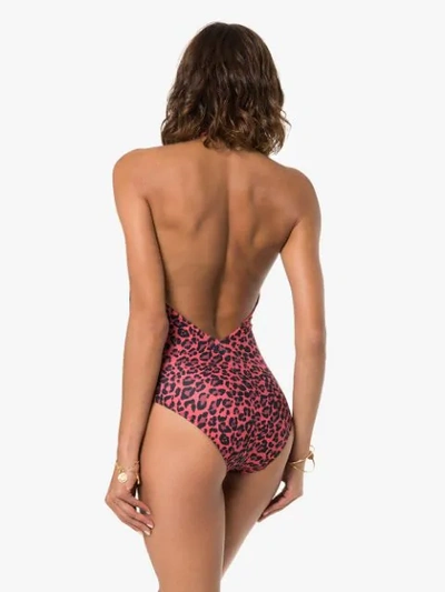 Shop Zimmermann Sculpt Leopard-print Swimsuit In Red