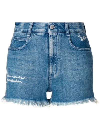 Shop Stella Mccartney Distressed Style Shorts In Blue