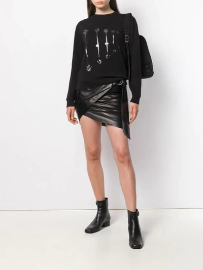 Saint Laurent Palm Tree Print Sweatshirt In Black