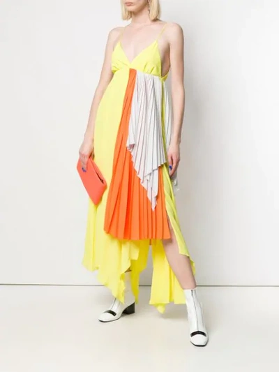 Ben Taverniti Unravel Project Pleated Draped Dress In Yellow