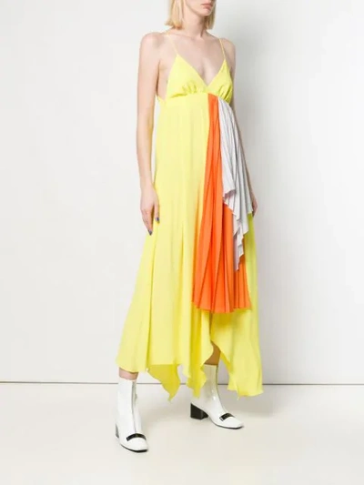 Ben Taverniti Unravel Project Pleated Draped Dress In Yellow