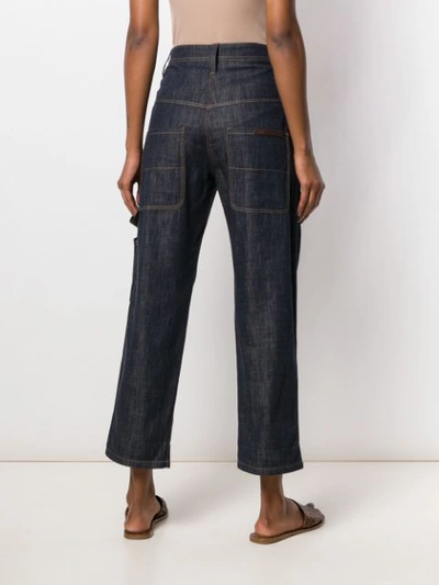 Shop Brunello Cucinelli High Rise Cropped Trousers In Blue