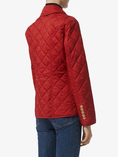 Shop Burberry Diamond Quilted Jacket In Red