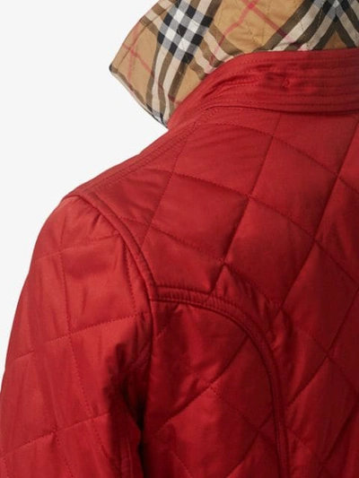 Shop Burberry Diamond Quilted Jacket In Red