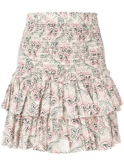 Shop Isabel Marant Étoile Ruffle Tiered Mini Skirt In Neutrals