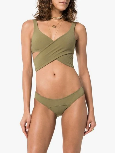 Shop Lisa Marie Fernandez Wrap-around Tie Bikini In Green