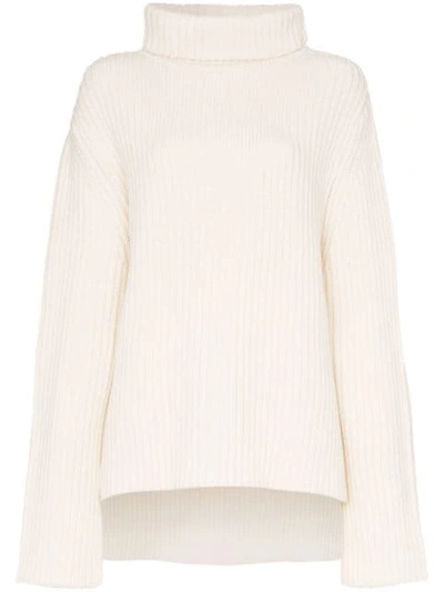 Shop Joseph Ribbed Turtleneck Jumper In White