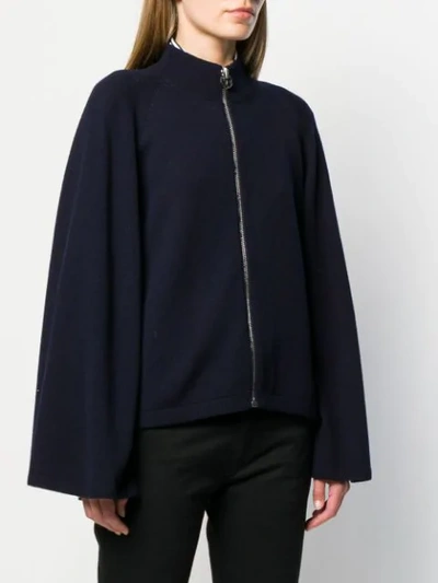 Shop Givenchy Wide Sleeve Zipped Cardigan In Blue