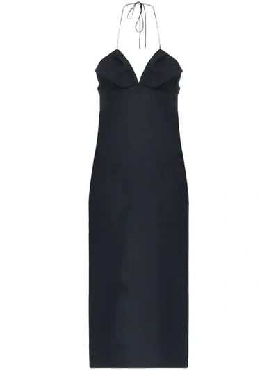 Shop Jacquemus Halterneck Fitted Dress In 16390 Navy