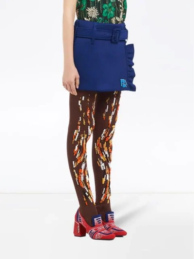 Shop Prada Envelope Ruffled Mini Skirt In Blue