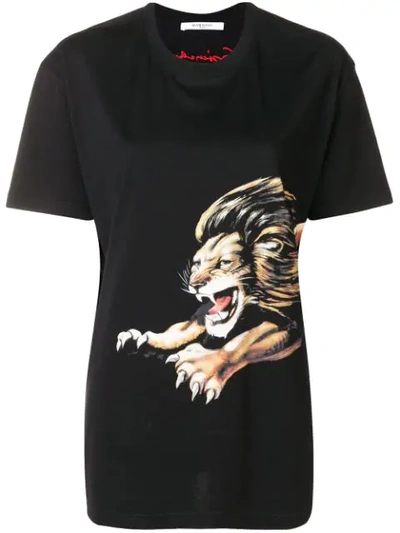 Shop Givenchy Lion Print T-shirt In Black