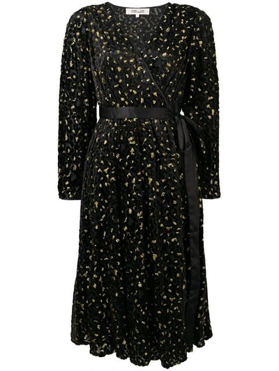 Shop Diane Von Furstenberg Floral Patterned Wrap Style Dress In Black