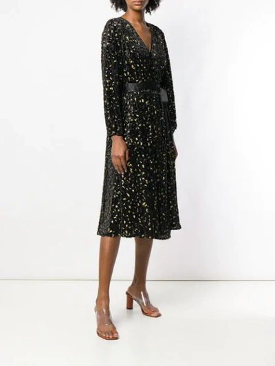 Shop Diane Von Furstenberg Floral Patterned Wrap Style Dress In Black