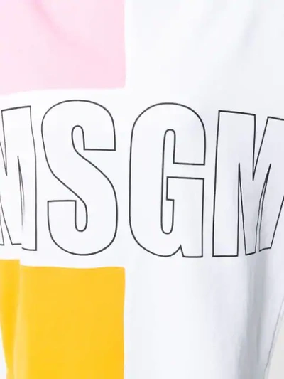 Shop Msgm Logo Colour-block Hoodie In White