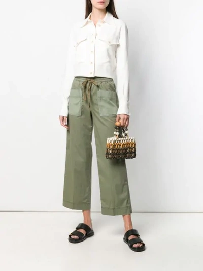 Shop Tory Burch Twill Cargo Trousers In Green