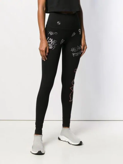 Shop Philipp Plein Crystal Embellished Leggings In Black