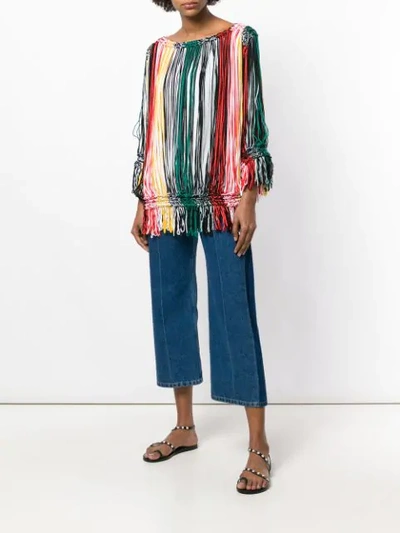 Shop Sonia Rykiel Striped Off-the-shoulder Blouse In Multicolour
