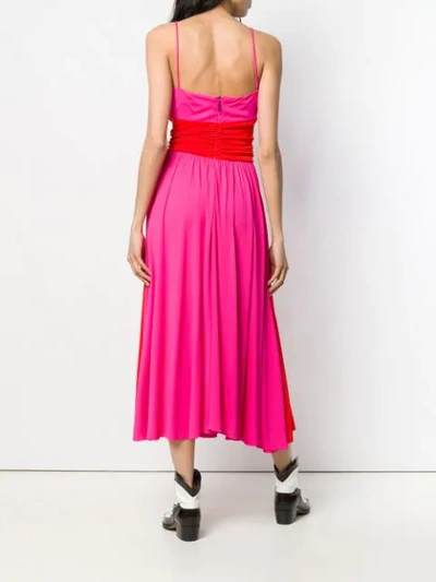 Shop Msgm Two Tone Midi Dress In Pink