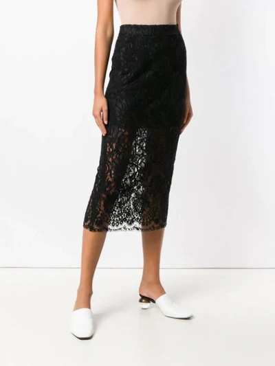 Shop Stella Mccartney Lace Midi Skirt In Black