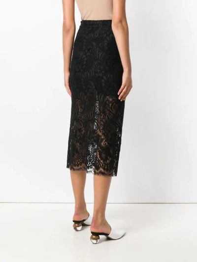 Shop Stella Mccartney Lace Midi Skirt In Black