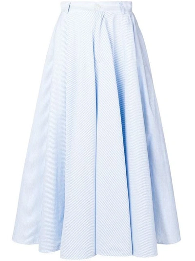 Shop Mm6 Maison Margiela Striped Full Skirt In Blue