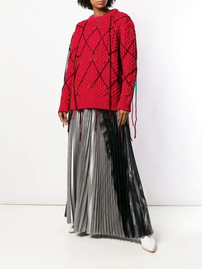 Calvin Klein 205w39nyc Fringed Knitted Sweater In Red