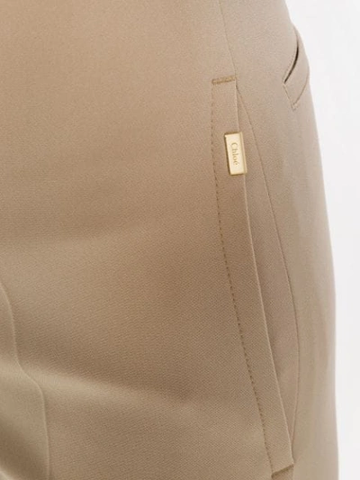 Shop Chloé Cropped Flared Trousers In Neutrals