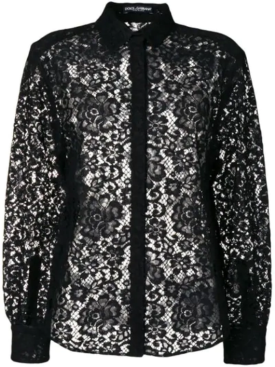 Shop Dolce & Gabbana Floral Lace Shirt In Black