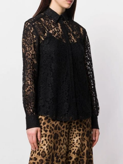 Shop Dolce & Gabbana Floral Lace Shirt In Black