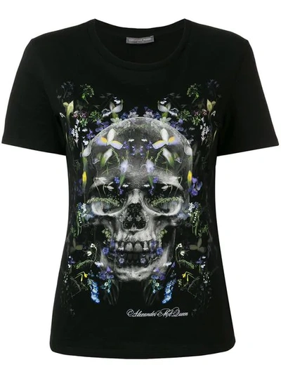 Shop Alexander Mcqueen Floral Skull Print T In Black
