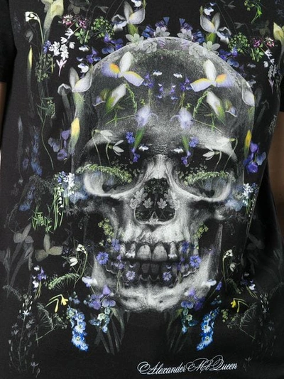Shop Alexander Mcqueen Floral Skull Print T In Black