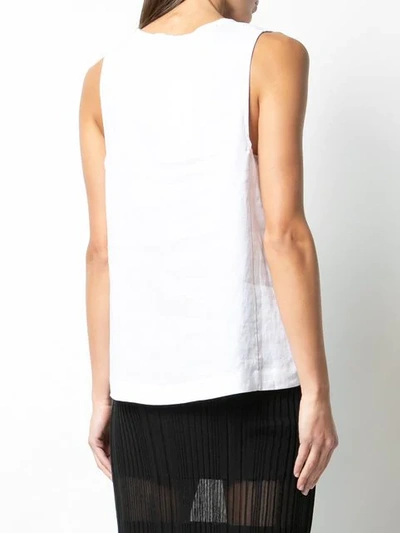 Shop Asceno Sleeveless V-neck Top In White