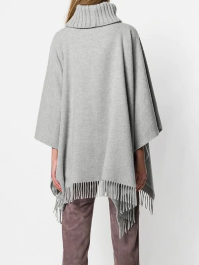 Shop Fabiana Filippi Turtleneck Knit Poncho - Grey