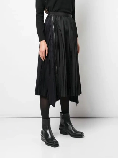 Shop Sacai Zip Detail Pleated Skirt - Black