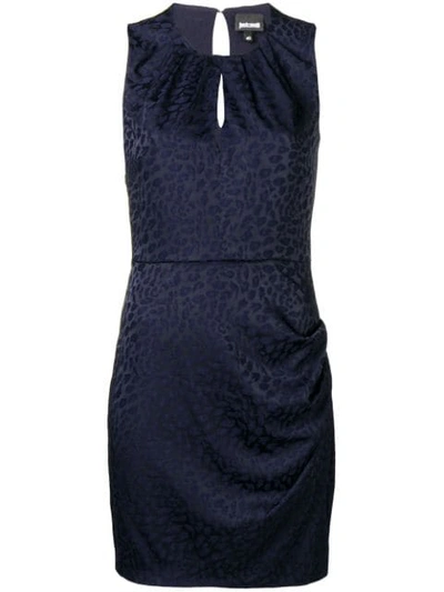 Shop Just Cavalli Sleeveless Fitted Mini Dress In Blue