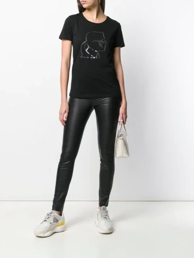 Shop Karl Lagerfeld Karl Faux Patent Leggings In Black