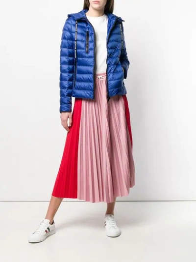 Shop Moncler Two Tone Pleated Skirt In Red ,pink