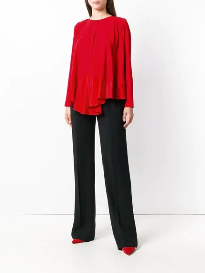 Shop Antonio Berardi Long Sleeve Draped Blouse - Red