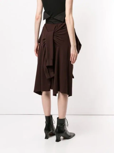 Shop Aganovich High Waisted Jersey Skirt In Brown