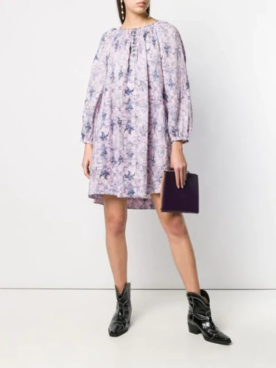 Shop Isabel Marant Étoile Flared Longsleeved Dress In Pink