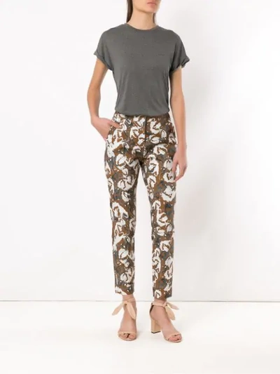 Shop Andrea Marques Printed Straight Trousers In White