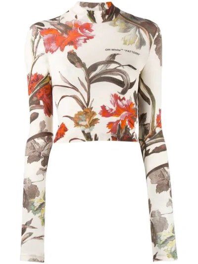 Shop Off-white Floral Turtleneck In White