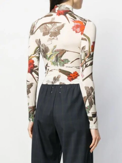 Shop Off-white Floral Turtleneck In White