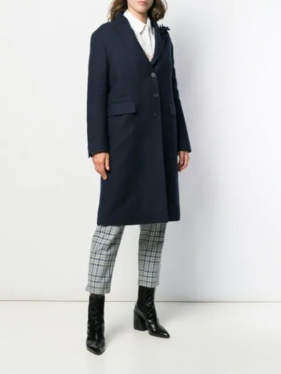 Shop Ermanno Scervino Textured Single-breasted Coat In Blue