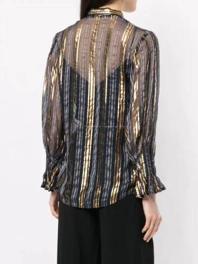 Shop Peter Pilotto Metallic Striped Blouse In Gold/navy