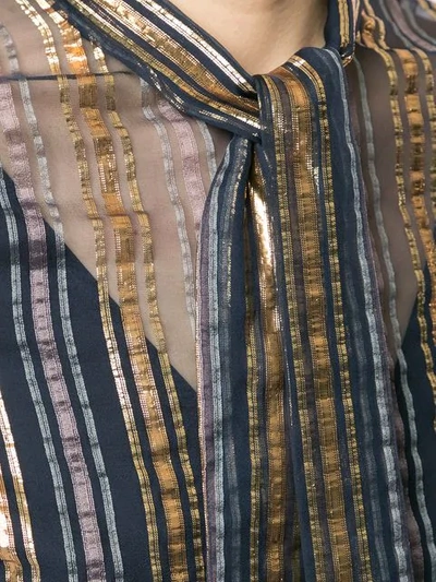 Shop Peter Pilotto Metallic Striped Blouse In Gold/navy