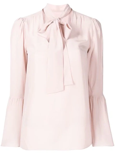 Shop Michael Michael Kors Bow Tie Blouse In Rose Water