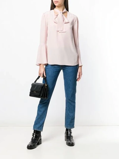 Shop Michael Michael Kors Bow Tie Blouse In Rose Water