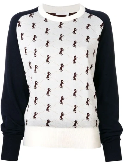 Shop Chloé Horse Jacquard Jumper In White