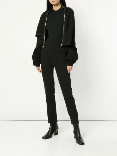 Shop Aganovich Layered Zip-up Jacket In Black